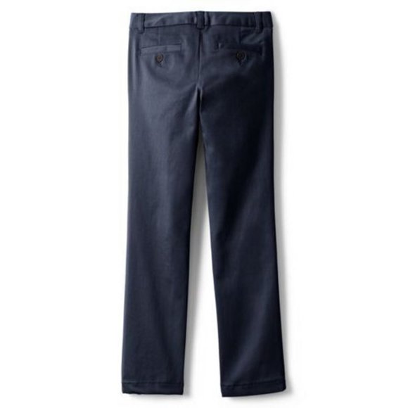NWT LANDS' END GIRLS PLAIN FRONT STRETCH CHINO PANTS CLASSIC NAVY 7, 8, 14 - Picture 2 of 13